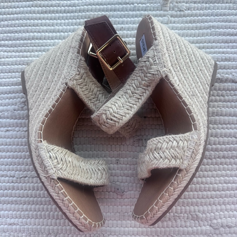 Steve Madden Natural Beige Size 10 Espadrille Wedge Sandals - Picture 4 of 10